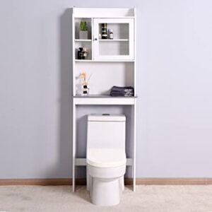 Yuxuanhang Modern Over The Toilet Space Saver Wood Storage Cabinet for Home, Bathroom Storage Cabinet Organizer, White