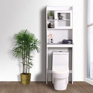 yuxuanhang modern over the toilet space saver wood storage cabinet for home, bathroom storage cabinet organizer, white