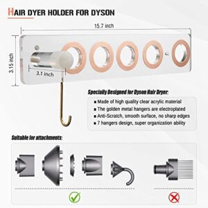 HeyMoonTong Hair Dryer Holder for Dyson, Acrylic Wall Mount Bracket Stand Storage Rack Organizer Fits for Dyson Supersonic Hair Blow Dryer, Space Organizer for Bathroom/Bedroom/Washroom (Transparent)