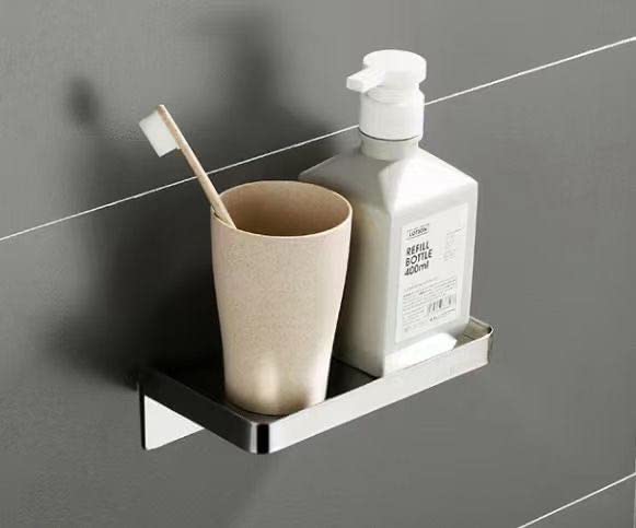 YISMAN Stainless Steel Toilet Phone Holder, Wall Mounted Storage Shelves, Multifunctional Item Tray Free Punching