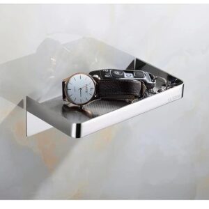 YISMAN Stainless Steel Toilet Phone Holder, Wall Mounted Storage Shelves, Multifunctional Item Tray Free Punching