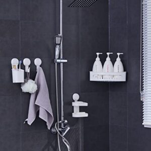 Shower Caddy Suction Cup Set, No-Tool No-Drill No Glue Installation Shower Organizer Set, Removable Suction Corner Shower Shelf Set, Kitchen Organizer Set, Bathroom Caddy Set - Pack of 5, White, Including Corner Caddy, Double Layer Soap Dish, Toothbrush/T