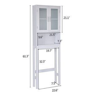 Wooden Over The Toilet Cabinet Storage,BestComfort Bathroom Organizer Over Toilet Storage, Above The Toilet Space Saver Cabinet (22.5" x 7.5" x 61")