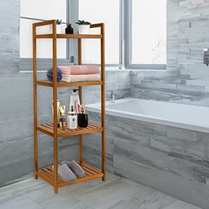 Utoplike Teak Shower Bench Seat with Handles and Teak Bathroom Shelf Organizer Freestanding Set