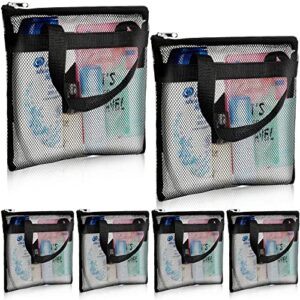6 pcs mesh shower caddy portable 10.2 x 9.8 inch quick dry shower bag black shower tote with zipper hanging toiletry and bath organizer mesh caddy bag for college dorm, gym, beach, travel, camp, swim