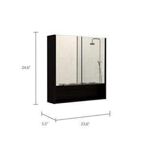 Depot E-Shop Tatacoa Mirror Medicine Cabinet, One Open Shelf, Three Interior Shelves, Black -Bathroom