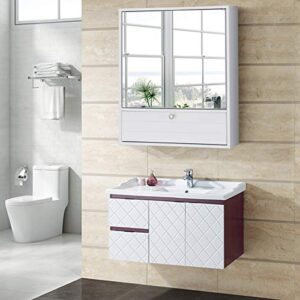 GLACER Wall Mounted Storage Cabinet, Bathroom Medicine Cabinet with Double Mirrored Doors and Adjustable Shelf, Ideal for Bathroom, Living Room, Cloakroom, 21.5 x 5.5 x 24.5 inches (White)