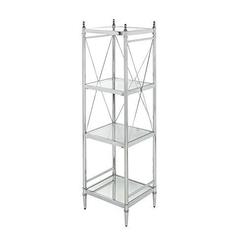 Riverbay Furniture 4 Tier Glass Shelf in Chrome