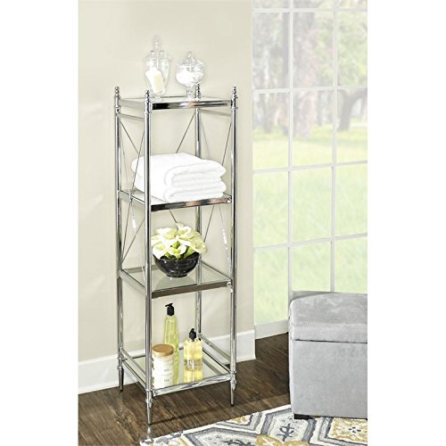 Riverbay Furniture 4 Tier Glass Shelf in Chrome