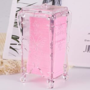 STZPRONAIL Butterfly Cotton Box Nail Storage Clear Pink Acylic Nail Wipes Cotton Pad Container Makeup Manicure Organizer Holder Nail Toos Special Box for Nail Enhancement Storage