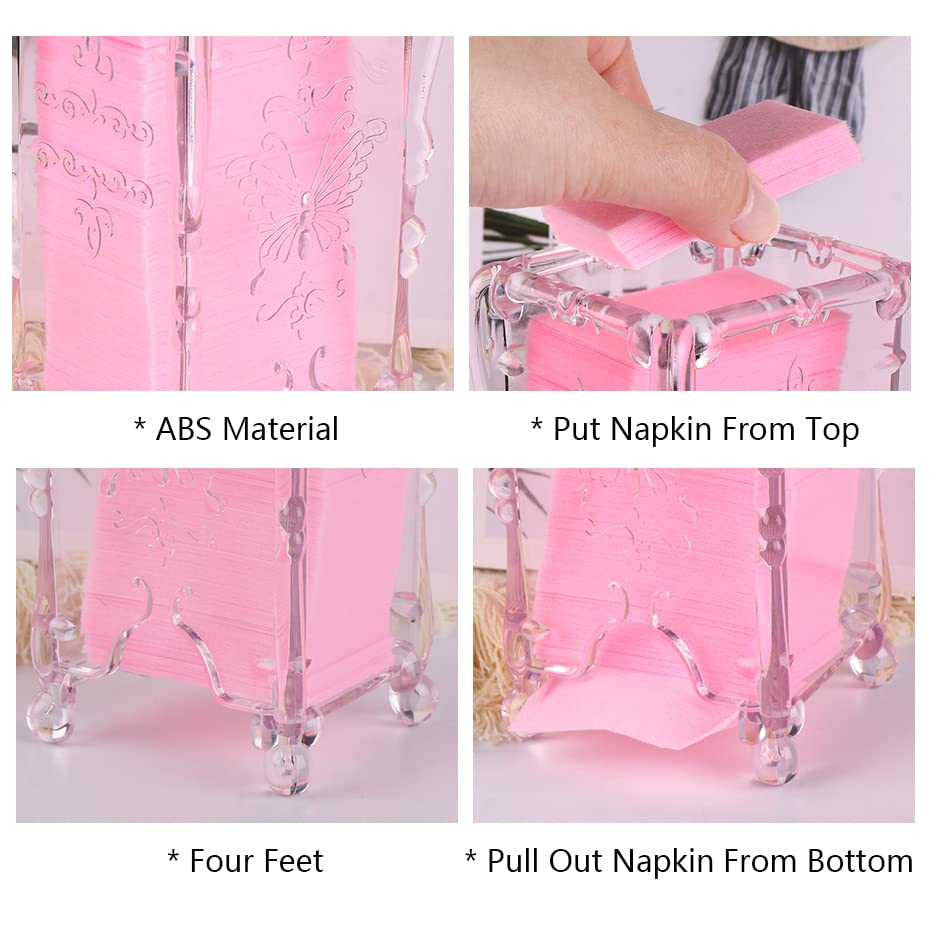 STZPRONAIL Butterfly Cotton Box Nail Storage Clear Pink Acylic Nail Wipes Cotton Pad Container Makeup Manicure Organizer Holder Nail Toos Special Box for Nail Enhancement Storage