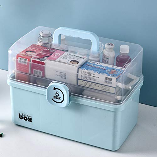 Tofficu Portable Medicine Box Organizer Storage Fold 3- Layer Large Medicine Cabinet Household Medicine Storage Box Medicine Chest Medication Chest Storage Container