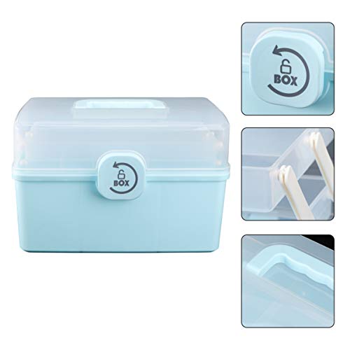 Tofficu Portable Medicine Box Organizer Storage Fold 3- Layer Large Medicine Cabinet Household Medicine Storage Box Medicine Chest Medication Chest Storage Container