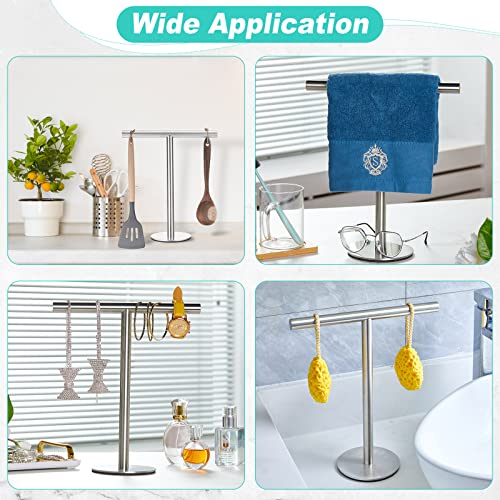 2 Pcs Towel Rack for Bathroom Hand Towel Holder Stand T-Shape Hand Towel Holder for Bathroom Stainless Steel Waterproof Bathroom Counter Organizer