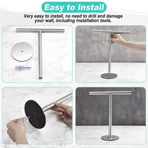 2 Pcs Towel Rack for Bathroom Hand Towel Holder Stand T-Shape Hand Towel Holder for Bathroom Stainless Steel Waterproof Bathroom Counter Organizer