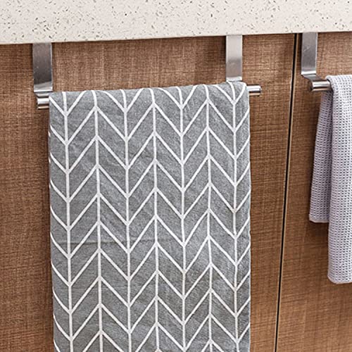 Stainless Steel Kitchen Towel Holder, Cupboard Door Towel Rack Bar Holders for Kitchen Cabinet Towel Rag Rack Over Door Towel Bar Hanger, Silver (9 inch)