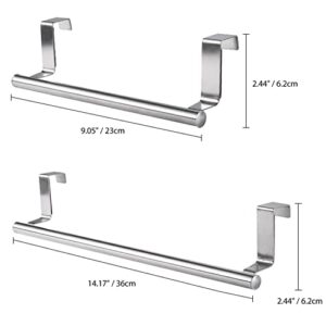 Stainless Steel Kitchen Towel Holder, Cupboard Door Towel Rack Bar Holders for Kitchen Cabinet Towel Rag Rack Over Door Towel Bar Hanger, Silver (9 inch)