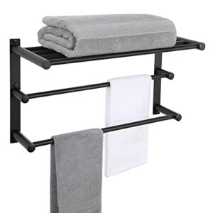 bathroom towel rack with tower bars 3 tiers- double towel bar with shelf sus 304 stainless steel lavatory bath towel shelf wall mount towel holder black