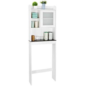 zeny over the toilet storage organizer and freestanding cabinet with adjustable shelf & storage rack, bathroom space saver toilet storage cabinet, white