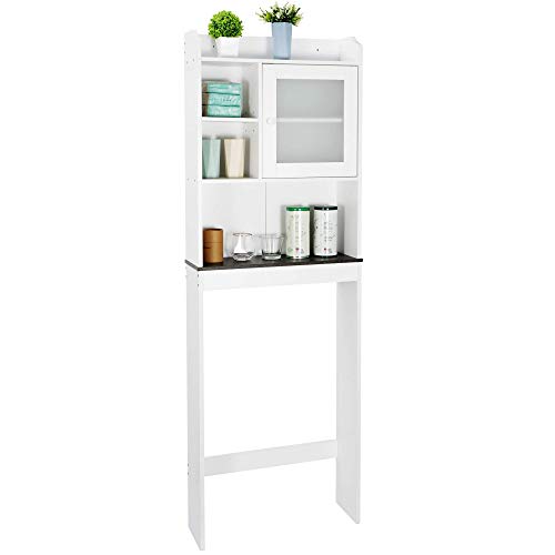 ZENY Over The Toilet Storage Organizer and Freestanding Cabinet with Adjustable Shelf & Storage Rack, Bathroom Space Saver Toilet Storage Cabinet, White