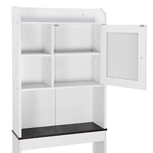 ZENY Over The Toilet Storage Organizer and Freestanding Cabinet with Adjustable Shelf & Storage Rack, Bathroom Space Saver Toilet Storage Cabinet, White