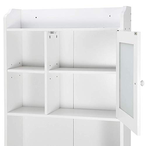 ZENY Over The Toilet Storage Organizer and Freestanding Cabinet with Adjustable Shelf & Storage Rack, Bathroom Space Saver Toilet Storage Cabinet, White