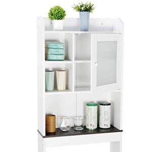 ZENY Over The Toilet Storage Organizer and Freestanding Cabinet with Adjustable Shelf & Storage Rack, Bathroom Space Saver Toilet Storage Cabinet, White