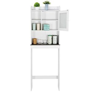 ZENY Over The Toilet Storage Organizer and Freestanding Cabinet with Adjustable Shelf & Storage Rack, Bathroom Space Saver Toilet Storage Cabinet, White