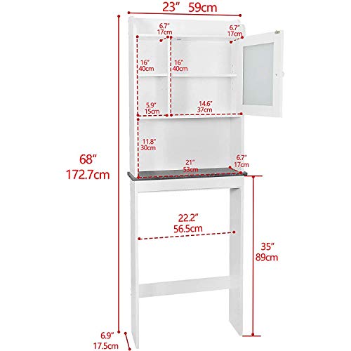 ZENY Over The Toilet Storage Organizer and Freestanding Cabinet with Adjustable Shelf & Storage Rack, Bathroom Space Saver Toilet Storage Cabinet, White