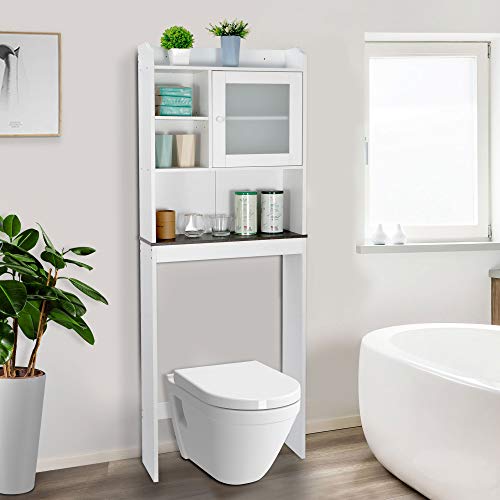 ZENY Over The Toilet Storage Organizer and Freestanding Cabinet with Adjustable Shelf & Storage Rack, Bathroom Space Saver Toilet Storage Cabinet, White