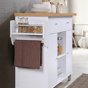 Hodedah Import Island with Spice Rack & Towel Rack Kitchen Cabinet