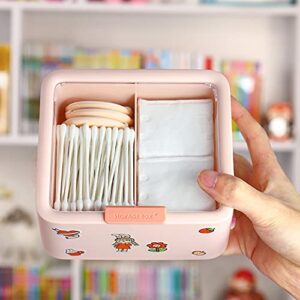 HZLHZYY Plastic Qtip Storage Box 2 Slot Cotton Swab Dispenser Box Qtip Holder Jar Cotton Swab Ball Qtips Storage Container Makeup Sponge Organizer Box with Lid for Bathroom Home Office Storage