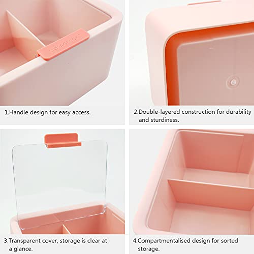 HZLHZYY Plastic Qtip Storage Box 2 Slot Cotton Swab Dispenser Box Qtip Holder Jar Cotton Swab Ball Qtips Storage Container Makeup Sponge Organizer Box with Lid for Bathroom Home Office Storage