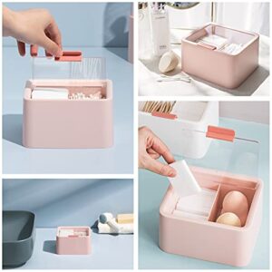 HZLHZYY Plastic Qtip Storage Box 2 Slot Cotton Swab Dispenser Box Qtip Holder Jar Cotton Swab Ball Qtips Storage Container Makeup Sponge Organizer Box with Lid for Bathroom Home Office Storage