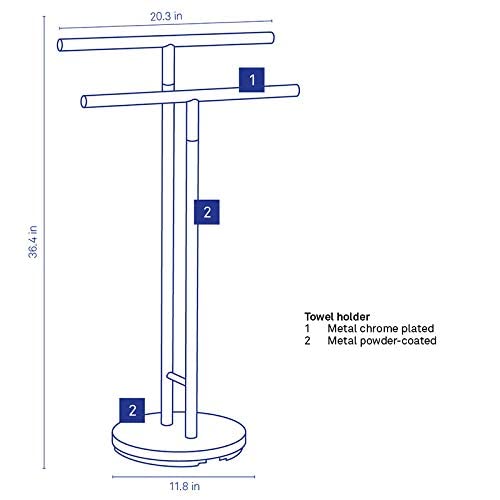 kela Free Standing Towel Rack Stand - Two Tier Organizer for Bath and Hand Towels - Study by Weight - Elegant by Design - Chrome and Black