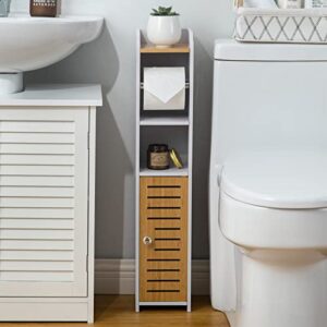 h huiykaly bathroom storage cabinet,small storage cabinet for small spaces,bathroom stand with toilet paper holder insert,white bamboo