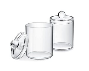 ds. distinctive style bathroom organizer cotton ball holder clear canisters acrylic apothecary jars with lids (10oz&10oz)