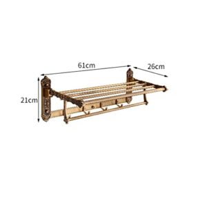 Towel Rack Retro Towel Rack, Antique Folding Bath Towel Holder, Bathroom European-Style Multi-Functional Space Aluminum Towel Shelf Wall Mount Bathroom Hardware Pendant