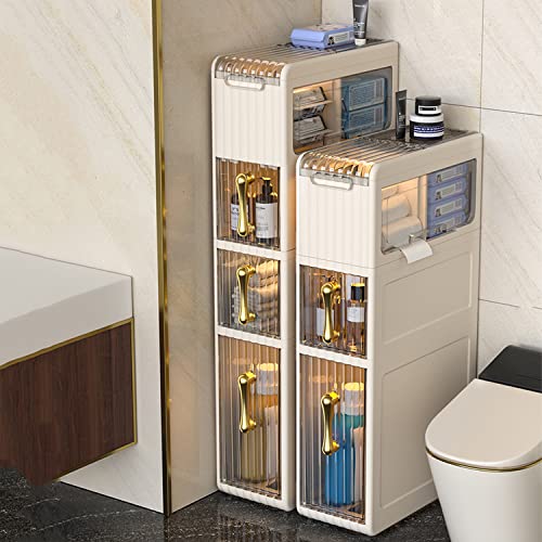 2/3/4 Drawer Home Organization Storage Container Tower, Slim Storage Cart, Small Bathroom Storage Cabinet for Small Spaces,Over The Slim Toilet Paper Storage Cabinet for Skinny Bathroom Storage