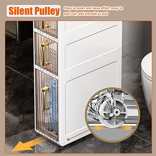 2/3/4 Drawer Home Organization Storage Container Tower, Slim Storage Cart, Small Bathroom Storage Cabinet for Small Spaces,Over The Slim Toilet Paper Storage Cabinet for Skinny Bathroom Storage