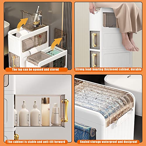 2/3/4 Drawer Home Organization Storage Container Tower, Slim Storage Cart, Small Bathroom Storage Cabinet for Small Spaces,Over The Slim Toilet Paper Storage Cabinet for Skinny Bathroom Storage