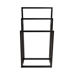 3 Tiers Metal Towel Rack Modern Freestanding Black Towel Holder for Bathroom Accessories Organizer(Black)