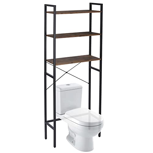 ZENY Over-The-Toilet Storage Rack, 3 -Tier Freestanding Bathroom Organizer, Space-Saving Bathroom Shelf Over Toilet Rack, Brown