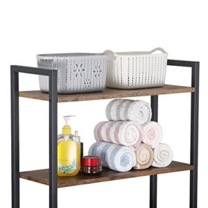 ZENY Over-The-Toilet Storage Rack, 3 -Tier Freestanding Bathroom Organizer, Space-Saving Bathroom Shelf Over Toilet Rack, Brown