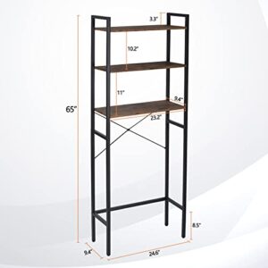 ZENY Over-The-Toilet Storage Rack, 3 -Tier Freestanding Bathroom Organizer, Space-Saving Bathroom Shelf Over Toilet Rack, Brown