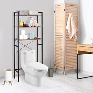 ZENY Over-The-Toilet Storage Rack, 3 -Tier Freestanding Bathroom Organizer, Space-Saving Bathroom Shelf Over Toilet Rack, Brown