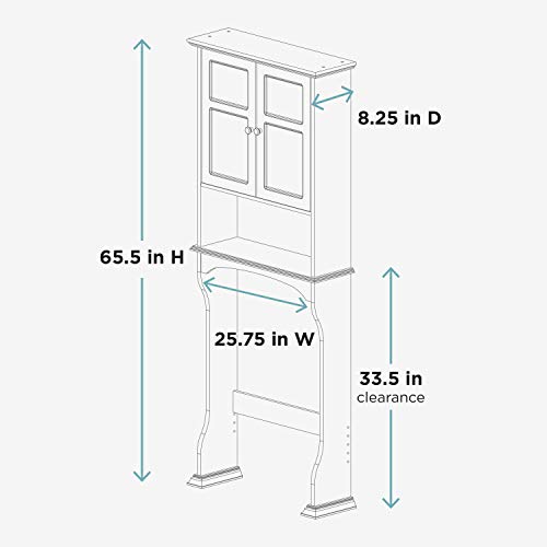 Zenna Home Collette Over the Toilet Bathroom Spacesaver, Bath-Storage Shelves, White