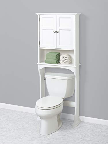 Zenna Home Collette Over the Toilet Bathroom Spacesaver, Bath-Storage Shelves, White