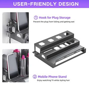 Wall Mount Holder for Dyson Airwrap Styler Curling Iron Accessories, 8-Holes Adhesive Bracket Organizer for Curling Barrels Brushes, Storage Rack Stand for Home Bathroom Hair Salon Barber Shop (Gray)