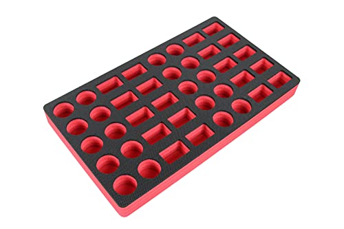 Polar Whale Lotion and Body Spray Stand Organizer Large Tray Red and Black Durable Foam Washable Waterproof Insert for Home Bathroom Bedroom Office 23.25 x 13.5 x 2 Inches 40 Slots